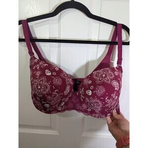 Torrid curve maroon skull and floral print bra 40D
